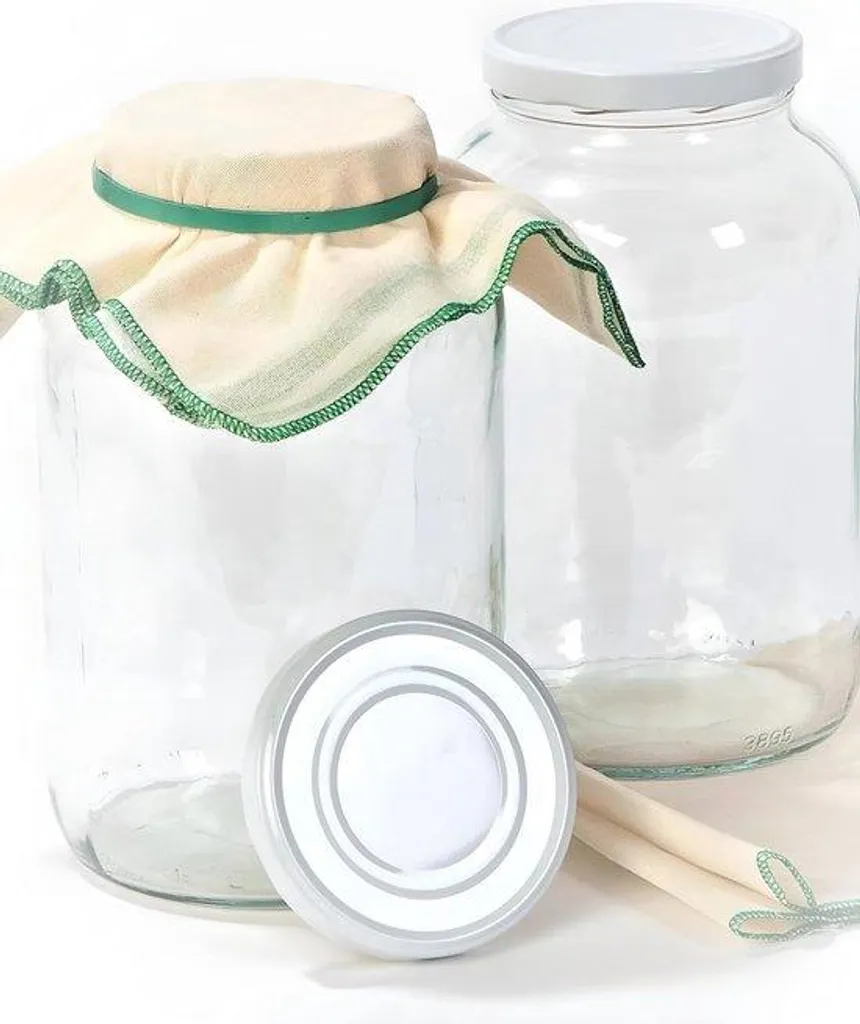 Grand bocal en verre de 4L pour fermentation et kombucha avec couvercle