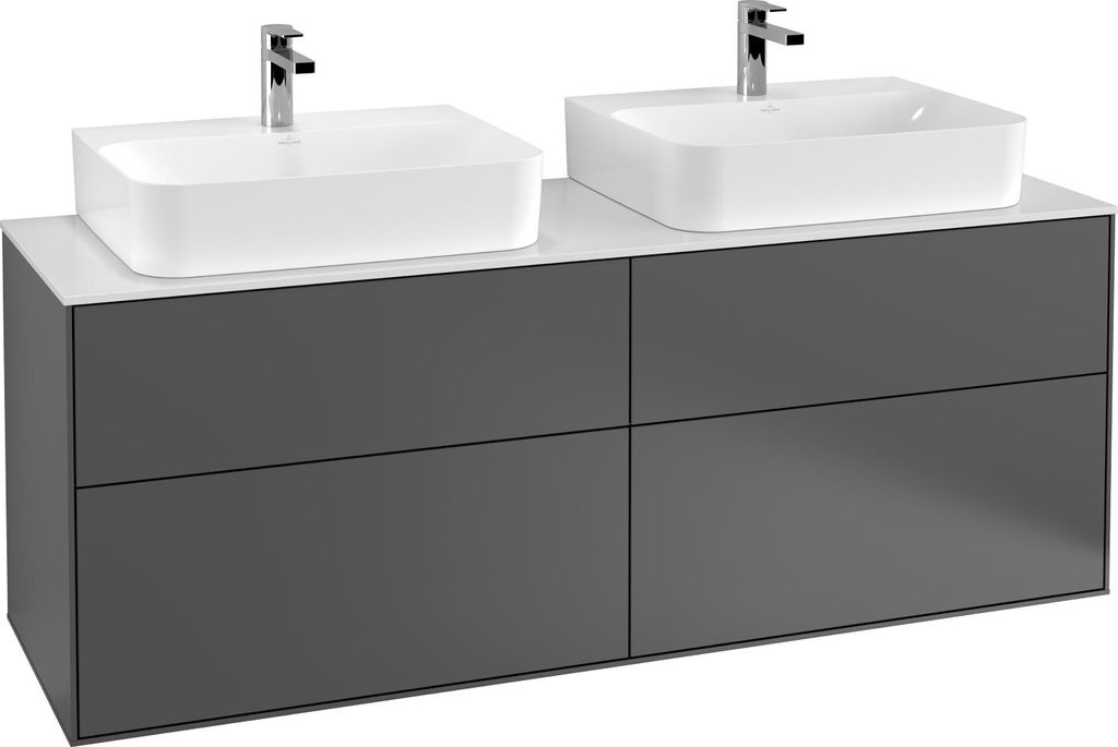Villeroy & Boch Finion Waschtischunterschrank, 4 Auszüge, für 2 Waschbecken, 1600x603x501mm, Glass White Matt, F18100GM