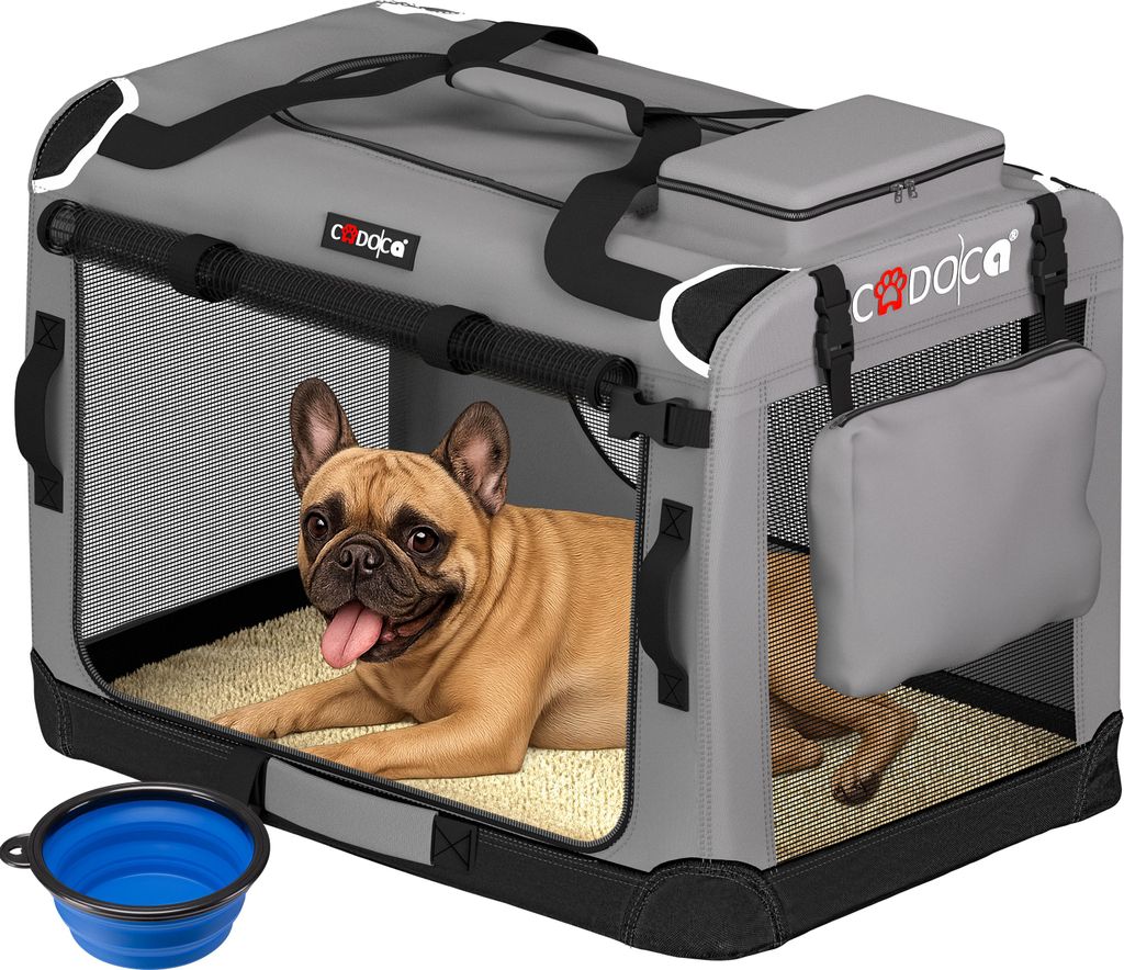 CADOCA® Cage de transport M Gris pour animaux chien chat Image du produit 