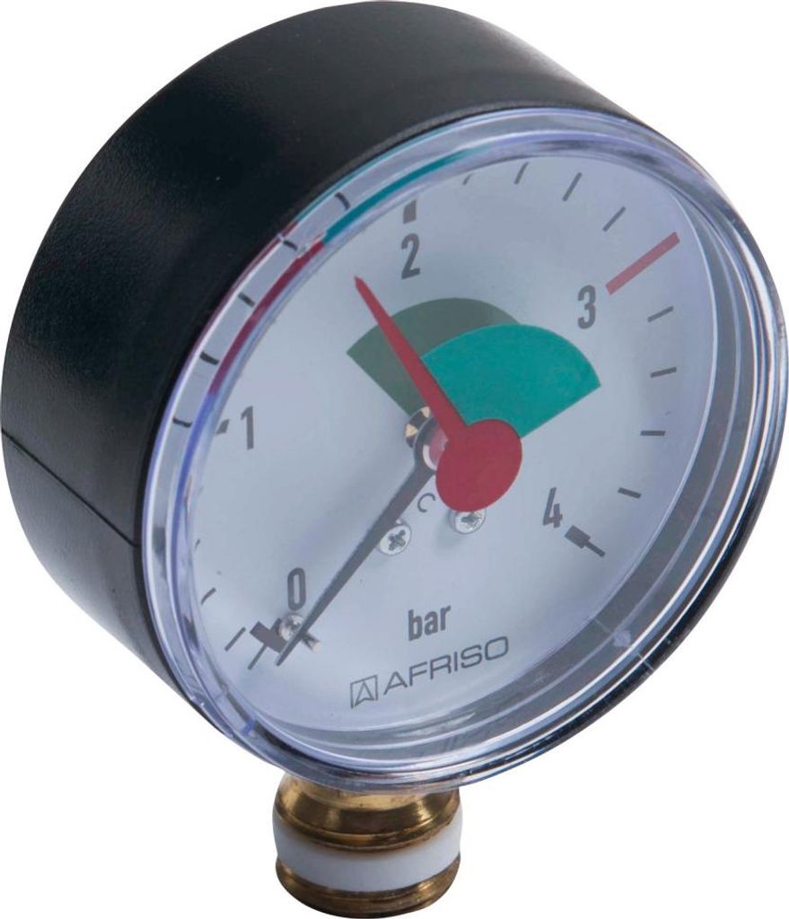 Heizungsmanometer 3/8, 4 Bar, Anschluss von unten