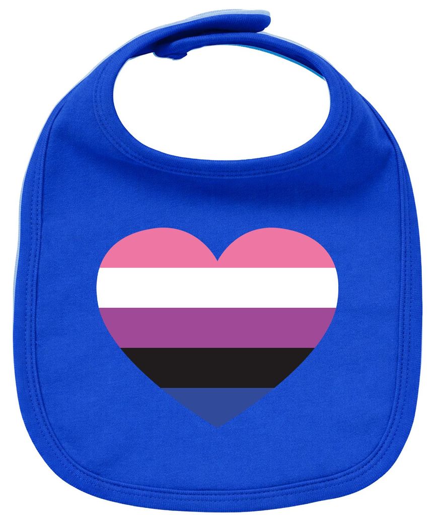 Huuraa Baby Lätzchen Genderfluid Pride Flagge LGBTQ Herz Royal Blue Klettverschluss Baumwolle Latz Geschenkidee