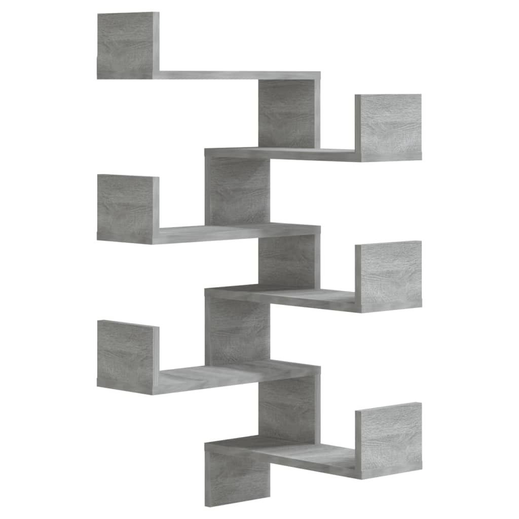 vidaXL Étagères d'angle murales 2 pcs. Gris Sonoma 40x40x50 Image du produit 