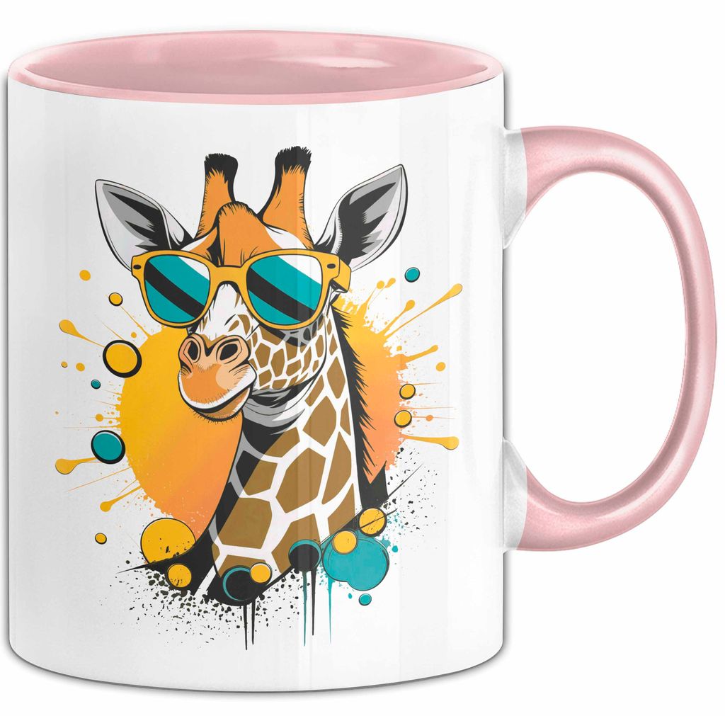 Giraffe Mit Sonnenbrille Tasse Geschenk Lustige Geschenkidee Spruch (Rosa)