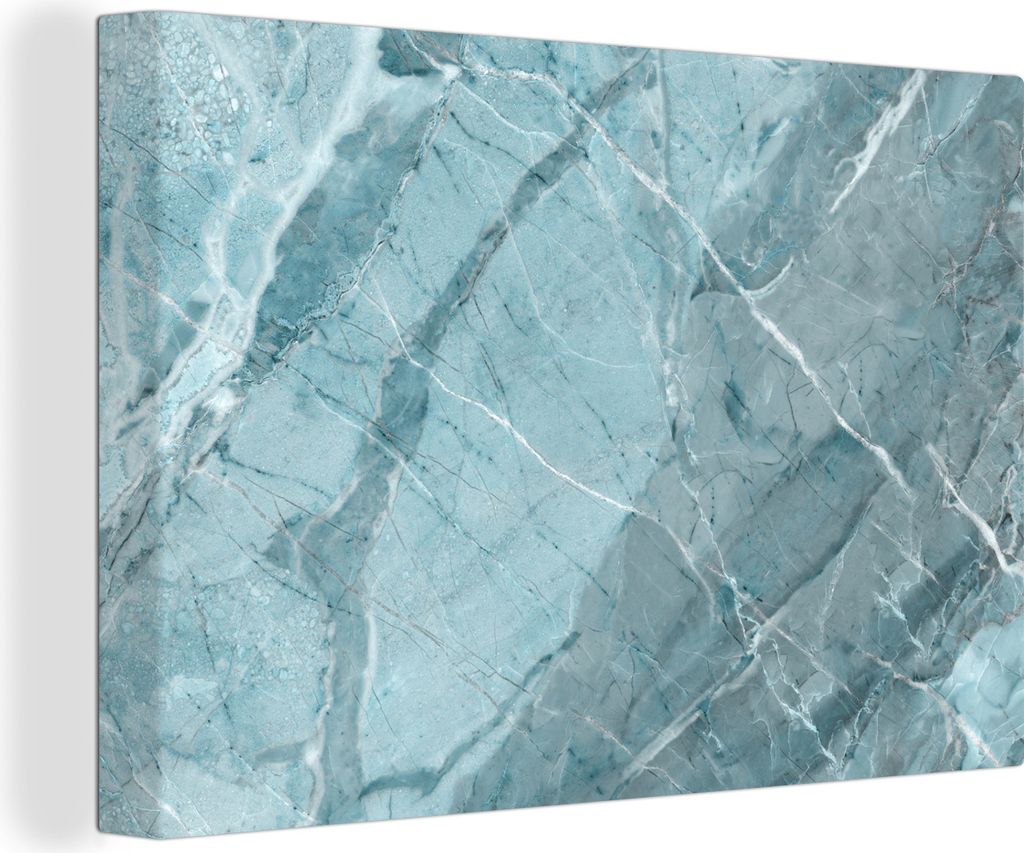 OneMillionCanvasses - Leinwandbilder - 140x90 cm, Pflastersteine - Blau - Weiß - Granit, Wandbilder Kunstdruck Wanddekoration - Foto auf Leinwan...