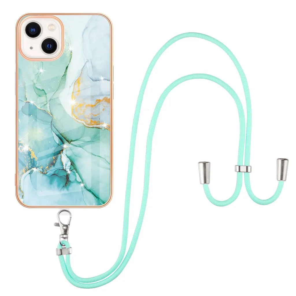 Cover iPhone 13 con Cordino Regolabile Verde - TPU Morbido Antiurto