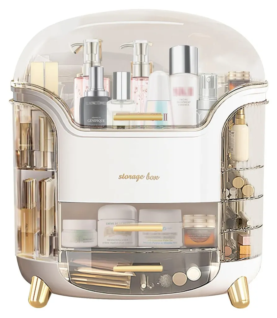 Rangement maquillage anti-poussière fini le désordre sur la coiffeuse