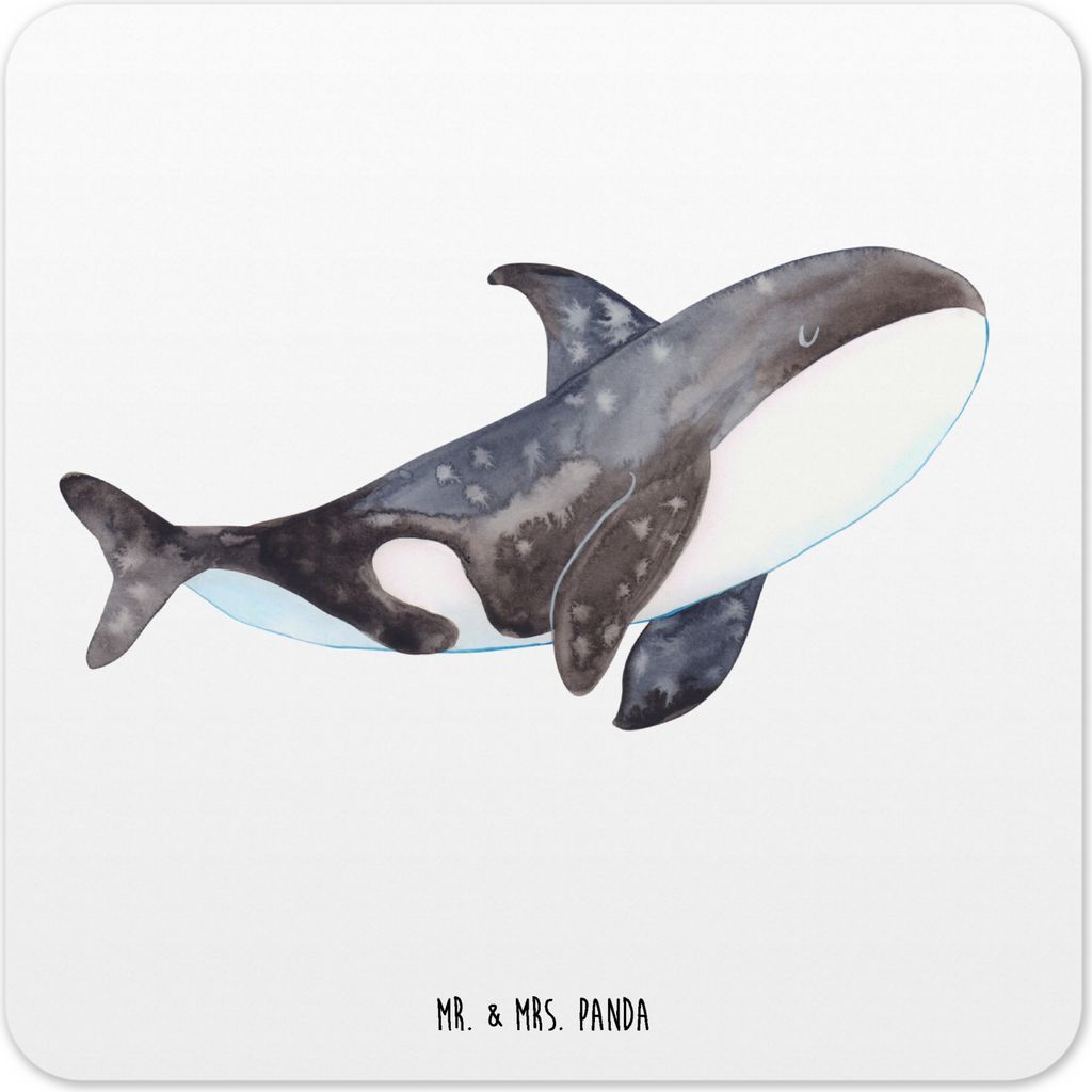 Mr. & Mrs. Panda Tassenuntersetzer Orca 15er Set - Weiß - Geschenk, Orcas, Tassen-Untersetzer, Meer, Arbeit, Untersetzer Tassen, Büro, für Gläs...