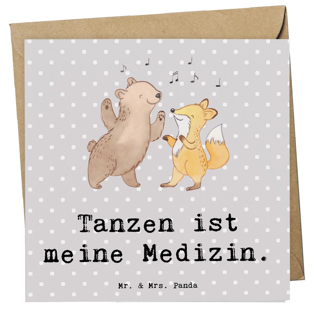 Mr. & Mrs. Panda Klappkarte Hase Tanzen - Grau Pastell - Geschenk, Sportler, faltkarte, anlasskarte, Glückwunschkarte, Grußkarte, Tanzkurs, gehen...