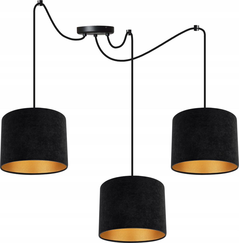 Elegante Spinnen-Hängelampe, Goldener Samt-Lampenschirm Produktbild 