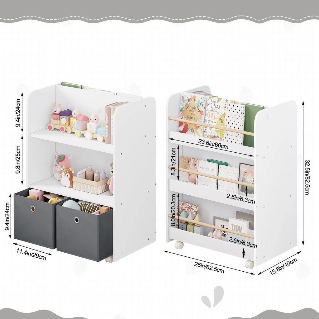 Kinder-Bücherregal auf Rollen - Bücherregal und Bücherwagen Produktbild 
