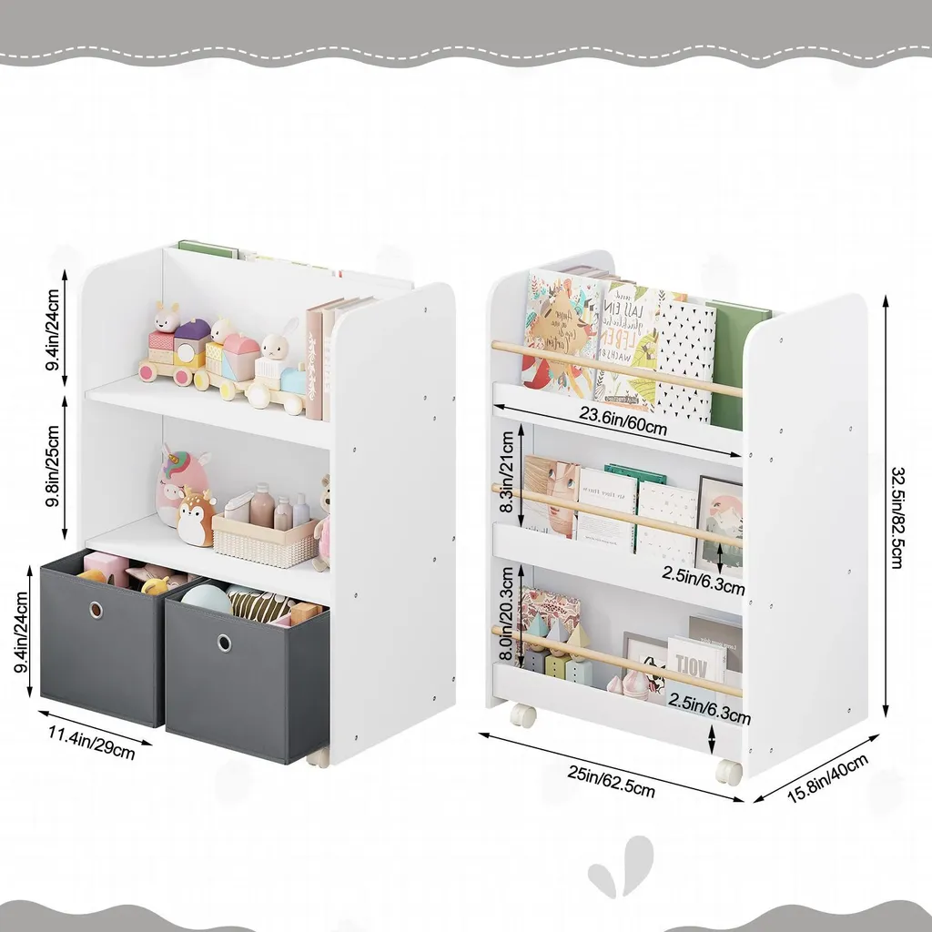 Meuble de rangement livres enfant mobile pour créer un coin lecture Kita