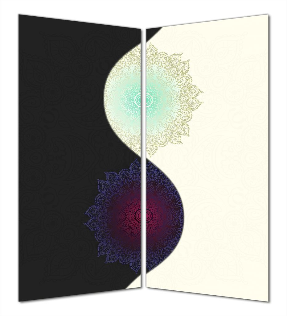 Wallario selbstklebende Duschrückwand 160 x 200 cm mit Motiv Mandalas - Yin Yang - Wandverkleidung mit Hochglanzlaminat in Glasoptik