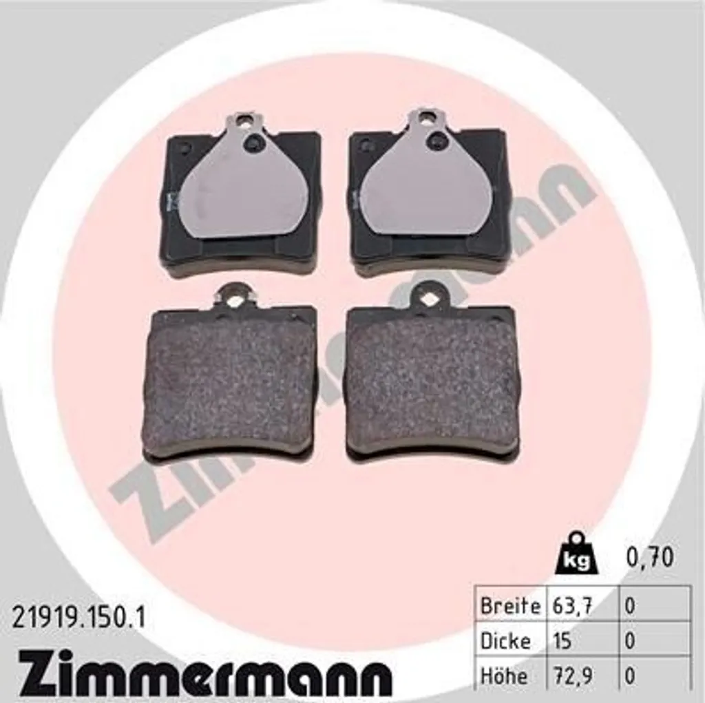 Plaquettes de Frein Anti-Bruit Zimmermann pour Mercedes SLK et Classe E