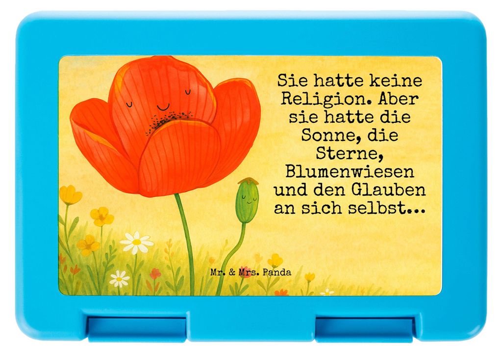 Mr. & Mrs. Panda Bento Box Blume Mohnblume Design - Weiß - Geschenk, Bentobox, Frühstücksdose, Garten, Respekt, Snackbox, Glaube, Lunchbox, Brot...