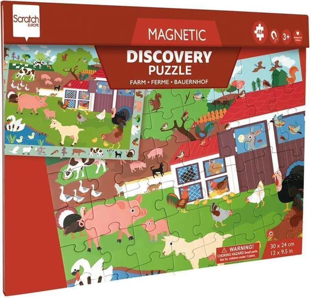 Puzzle magnétique grande ferme Scratch jouet en bois pour enfant