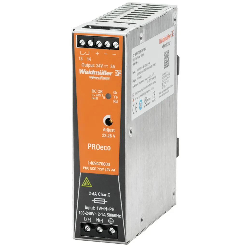 Alimentation à découpage Weidmüller PRO ECO 72W 24V 3A 1469470000