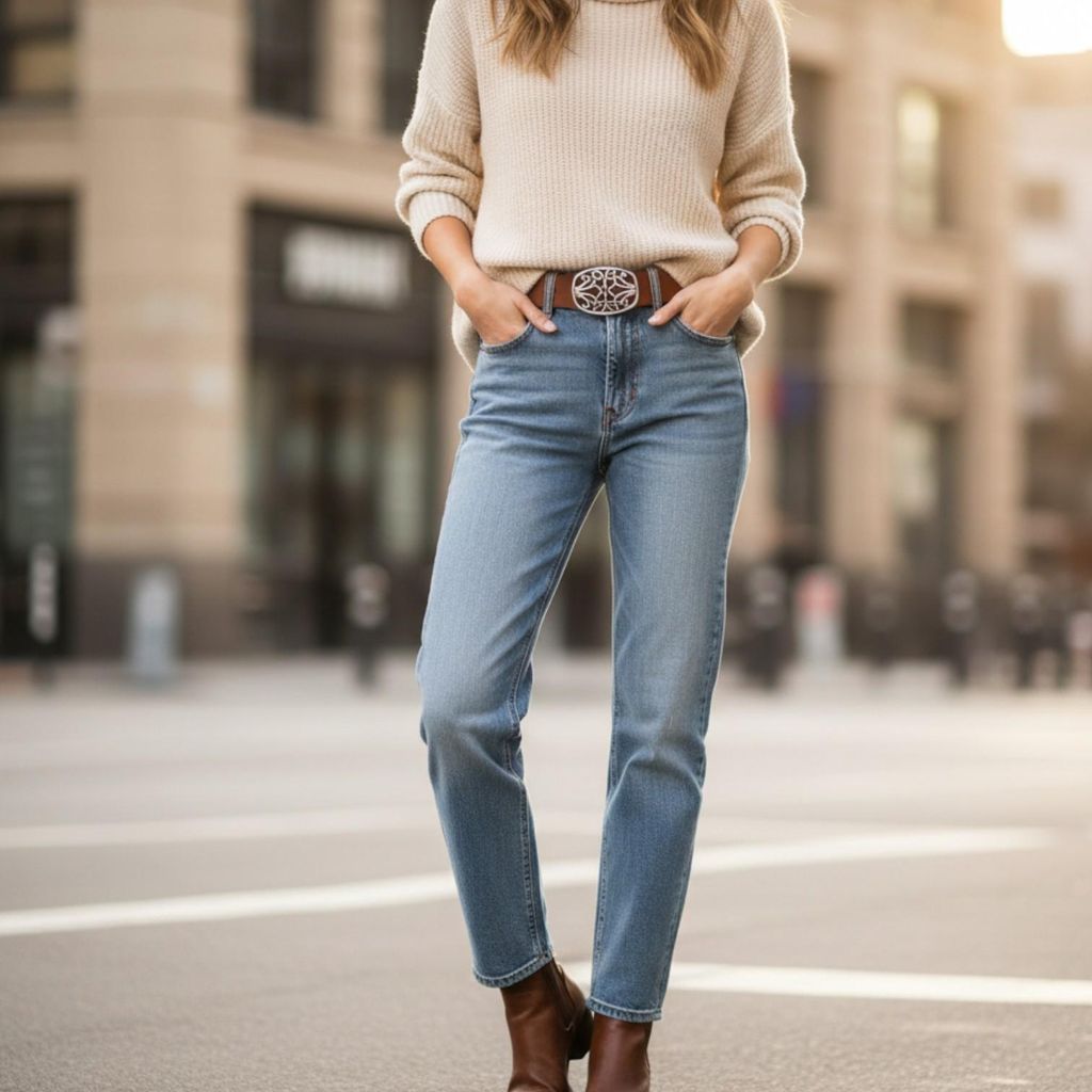 FRONHOFER Damen Ledergürtel 4 cm echt Ledergürtel florale Gürtelschnalle