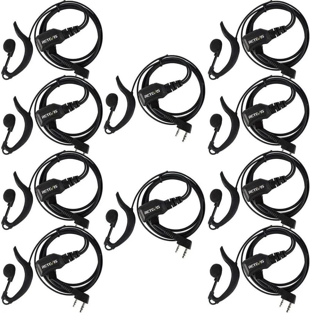 Kit Oreillettes G-Forme Retevis R111 x10 - Volume Réglable, Équipes
