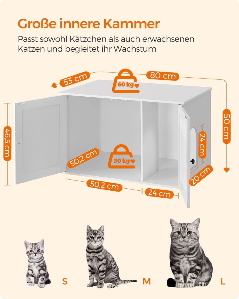 FEANDREA Katzentoilette,80x53x49,2cm,mit herausnehmbarem Produktbild 5