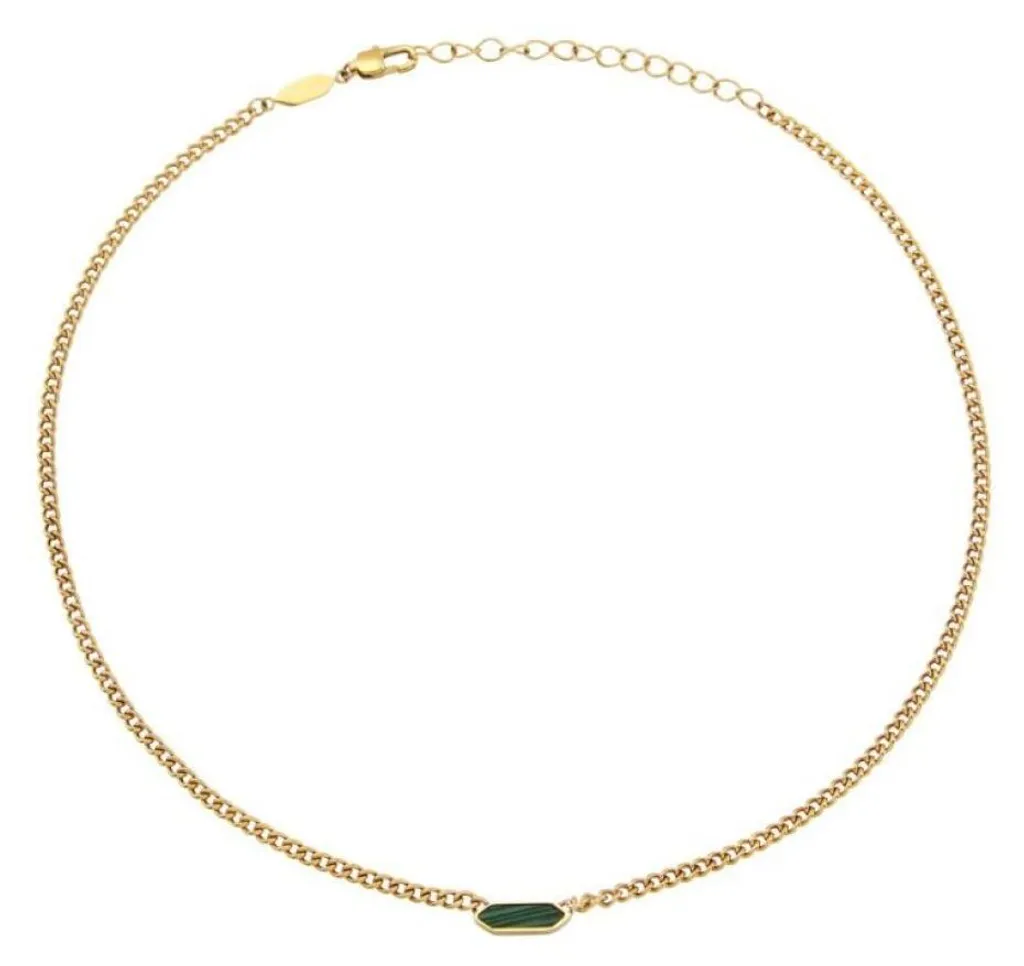 Collier plaqué or avec malachite véritable pour femmes Stylize TJ3657