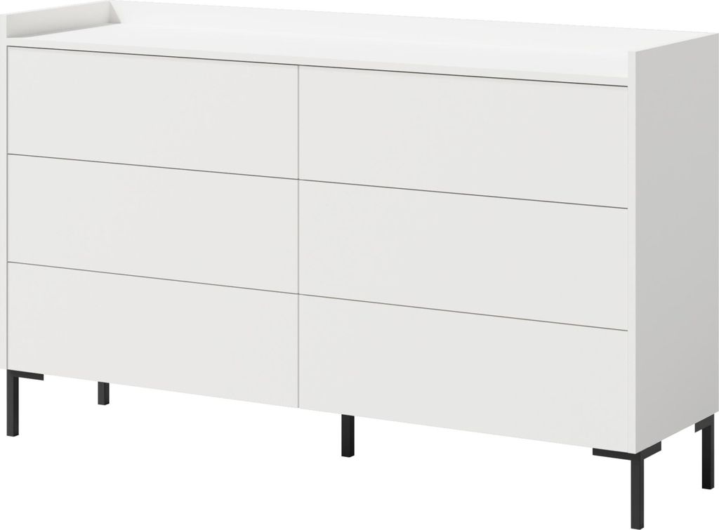 Kommode mit Schubladen Liam 6S 150 Weiß Produktbild 