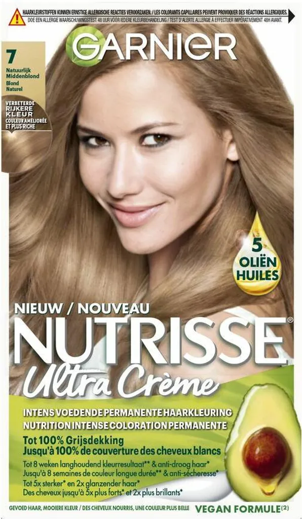 Garnier Nutrisse Ultra Cream 7 Biondo Naturale - Tinta Permanente 100% Copertura