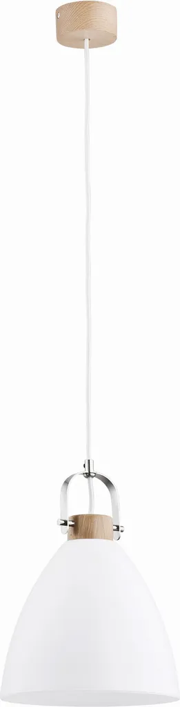 Lustre suspension scandinave en métal blanc et bois 100cm pour salon Alfa