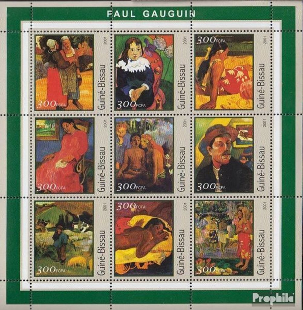 Briefmarken Guinea-Bissau 2001 Mi 1642-1650 Kleinbogen postfrisch Picasso-Gemälde