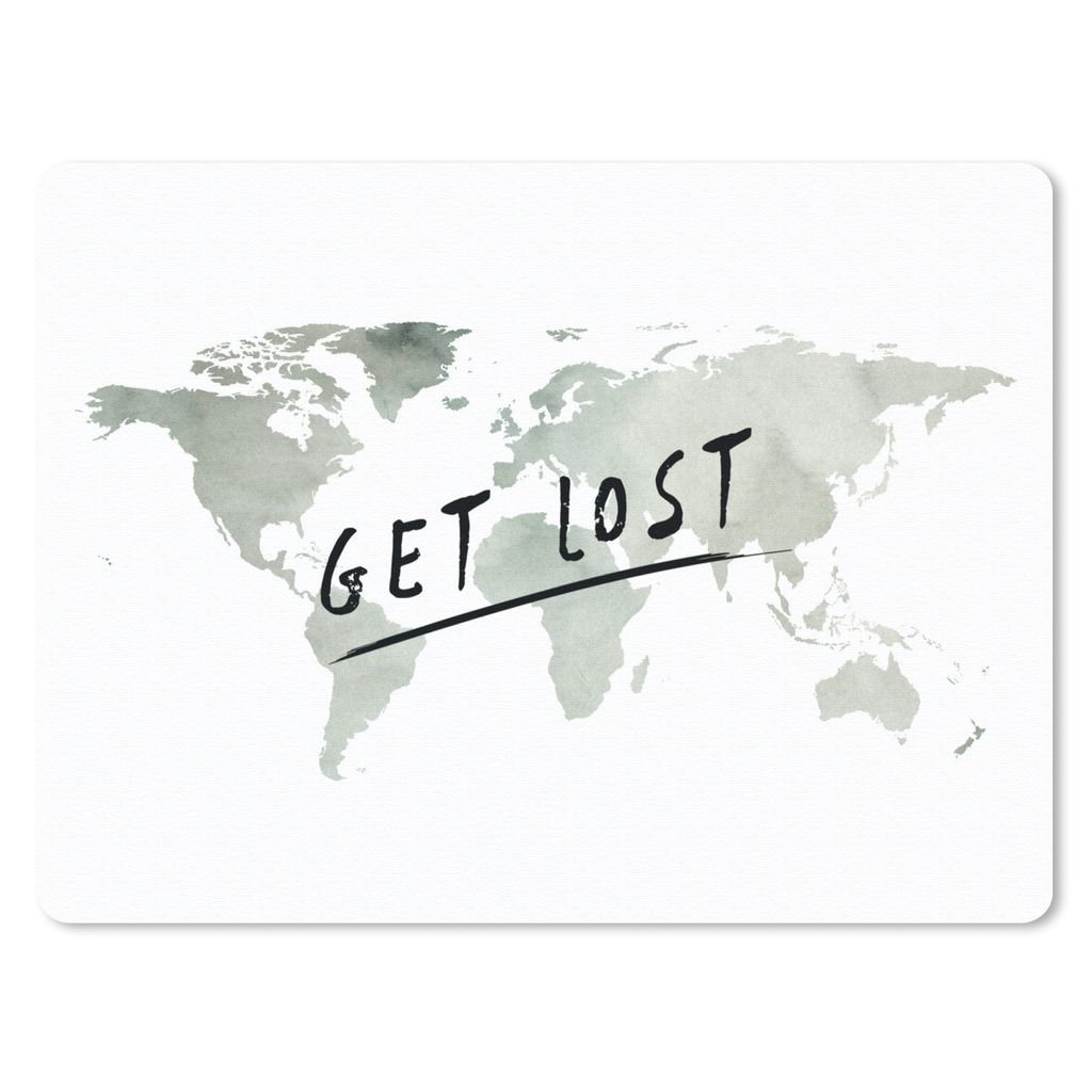 MuchoWow Mauspad Mousepad Weltkarte - Grau - Weiß 23x19 cm - Mousepads - Maus Mat - Pad - Mausunterlage - Schreibtischunterlage - Mauspad
