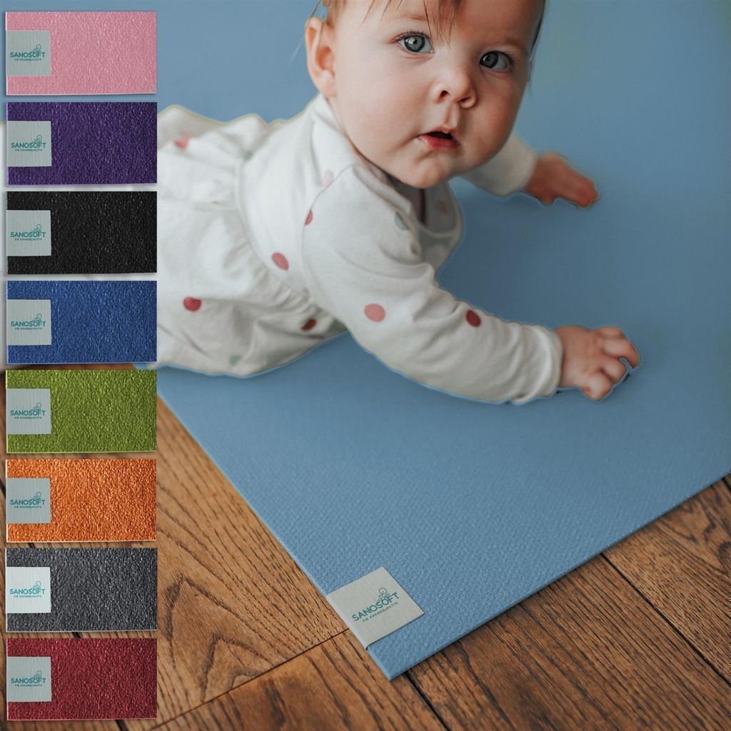 Sanosoft Krabbelmatte 120cm X 120cm Hellblau - Hergestellt in Deutschland