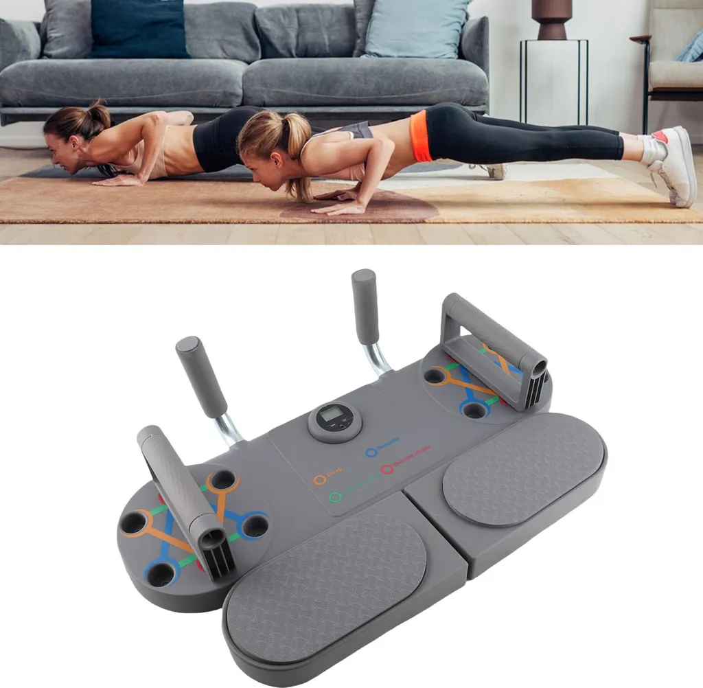 Planche de Gainage Abdominale Grise avec Poignées de Pompe Intégrées - 5