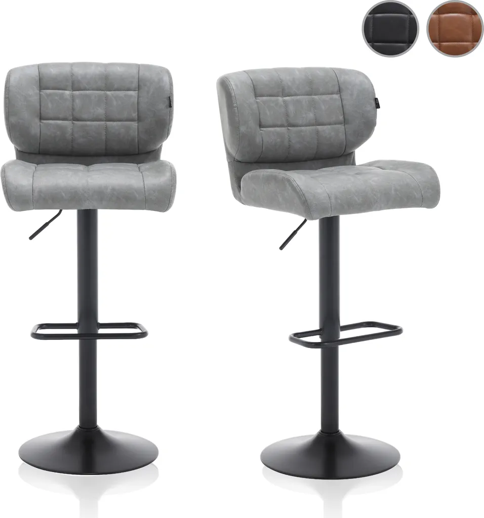 Chaise de Bar Pivotante Grise avec Repose-pieds Confortable - Set de 2