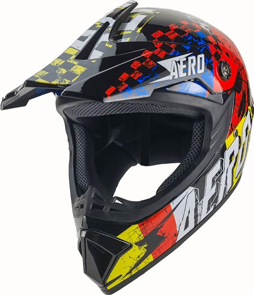 Crosshelm Helm Kinderhelm Motorradhelm Motocross Skeleton schwarz bunt Größe XS