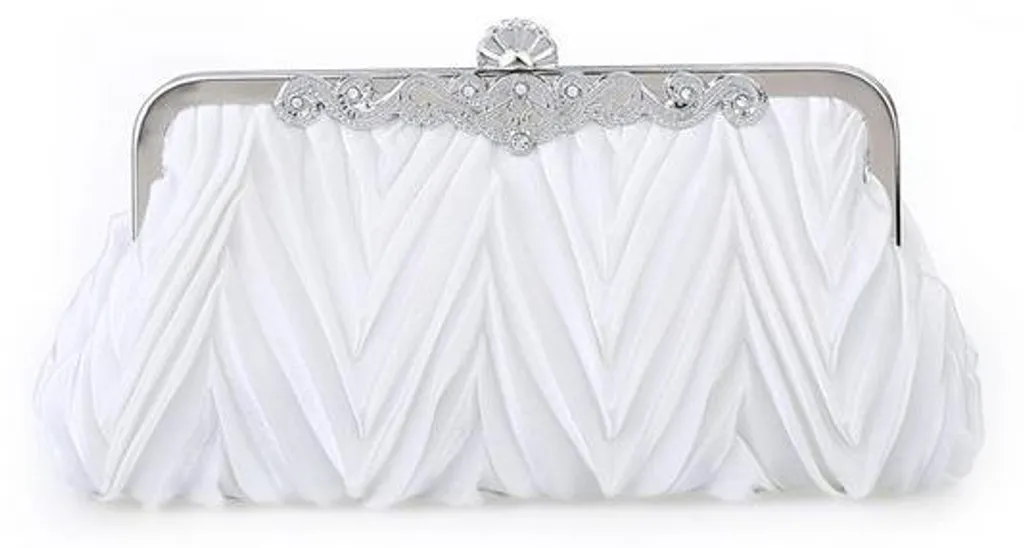 Petite pochette blanche à chaîne en cuir chic pour soirée et gala