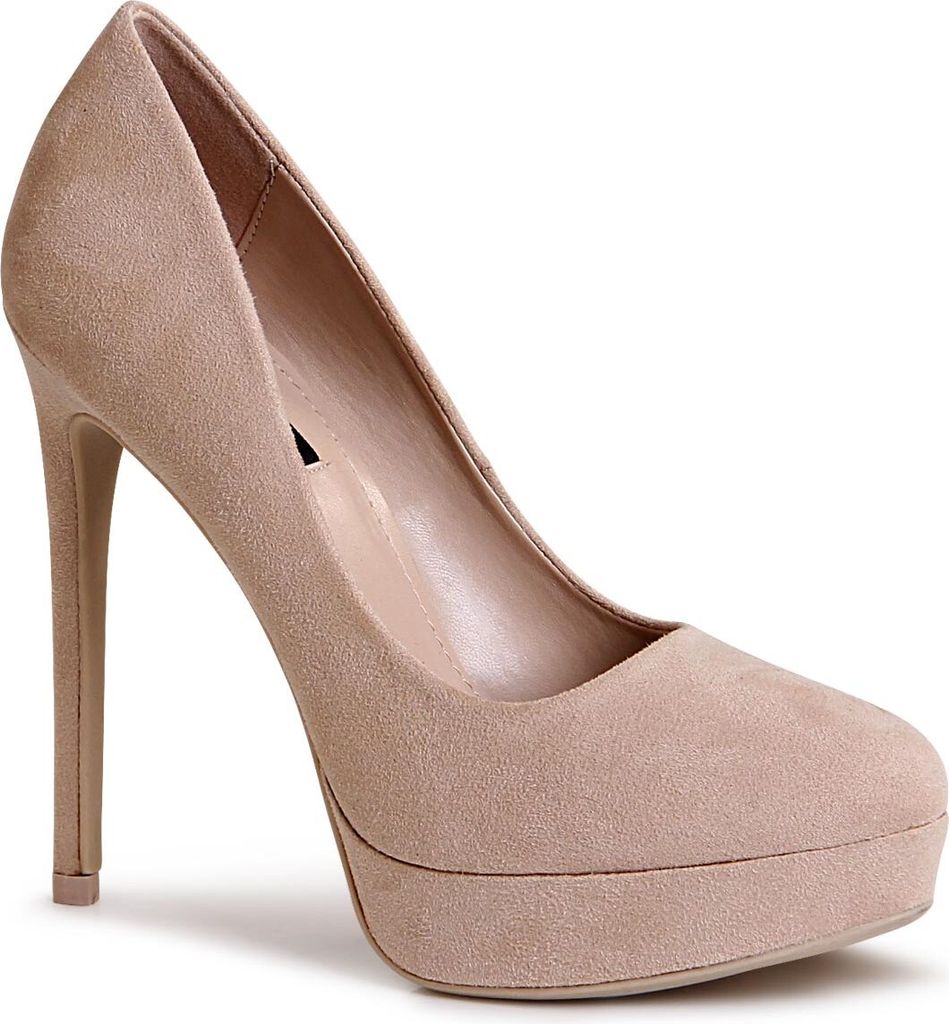 topschuhe24 1799 Damen Plateau Pumps Sky Heels, Farbe:Beige Produktbild 