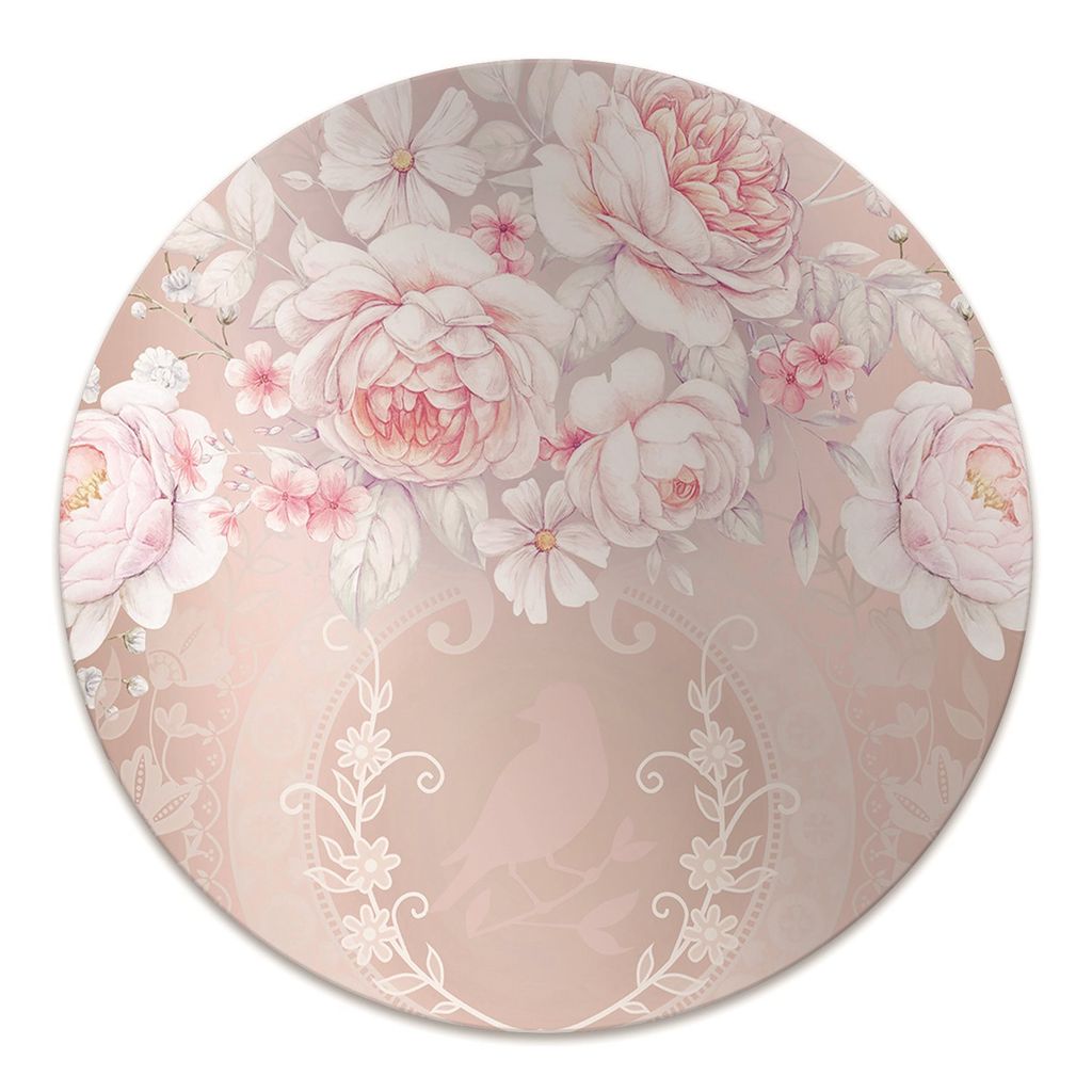 Rundmatte - Stuhlunterlage Bürostuhlunterlage - Rund Ø 100 cm - Bodenmatte - Fußmatte - Weiße Rosen
