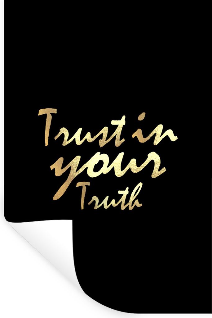 MuchoWow Wandtattoo Wandsticker Wandaufkleber Zitat - Wahrheit - Gold - Schwarz 60x90 cm Selbstklebend und Repositionierbar - Sticker - Dekorfolie