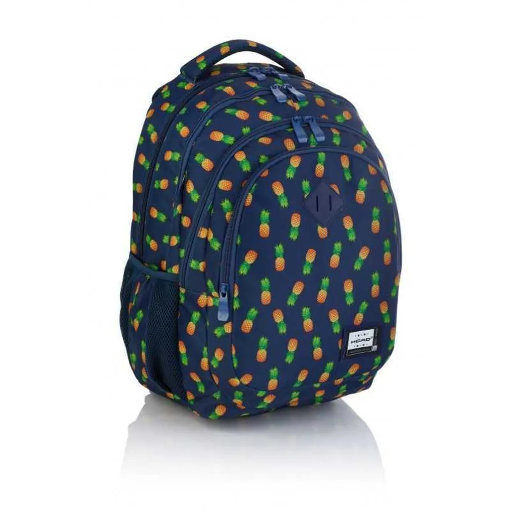 Sac à dos de cours HEAD bleu motif ananas idéal collège et faculté
