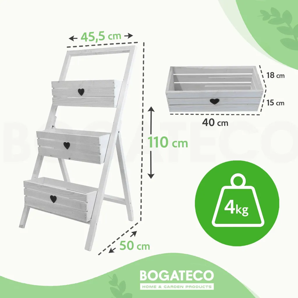 Jardinière Verticale en Bois 3 Bacs pour Potager de Balcon 110cm