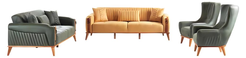 Wohnzimmer-Set 2tlg 3-Sitzer Sofa Sessel Leder Couchen Möbel 3+1 Garnitur