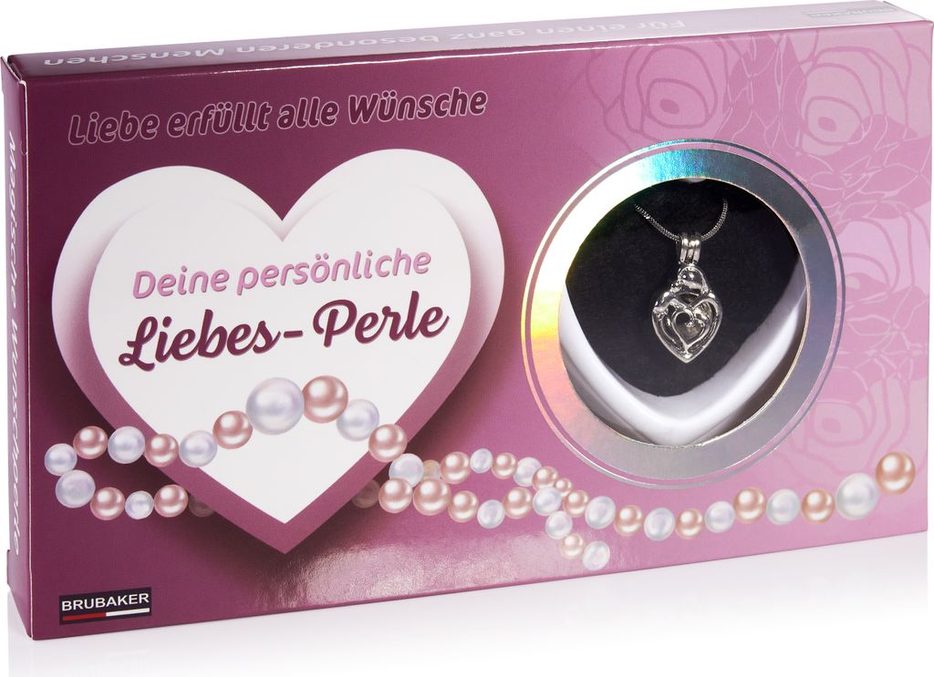 BRUBAKER Wunschperle Liebe - Halskette mit Herz Anhänger + Produktbild 1