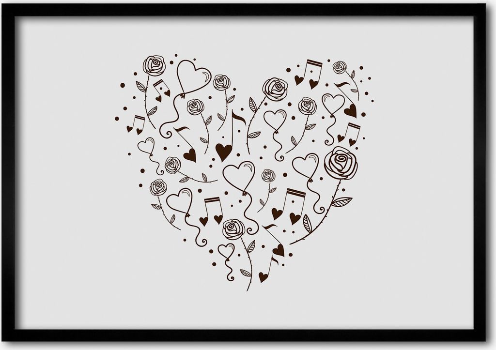 Bild - Bilder - Bilderrahmen - 70 cm x 50 cm - MDF-Rahmen, Wandkunst Herz