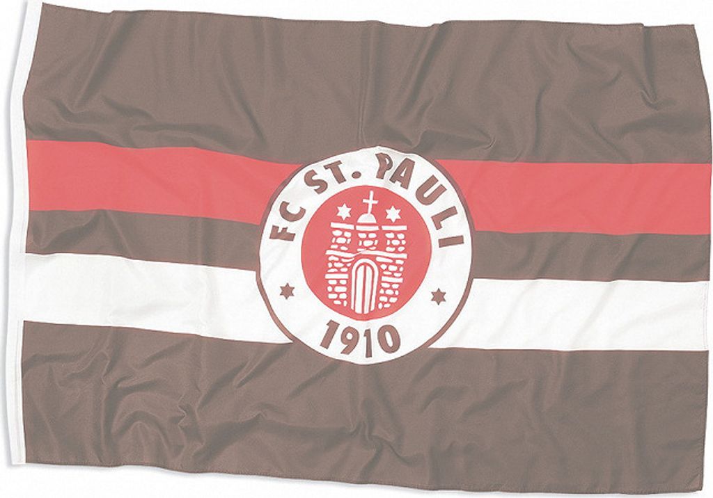 St. Pauli - Logo Fahne Braun / Weiß / Rot, 100 x 150 cm Produktbild 
