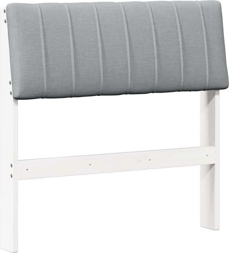 Testiera Letto Imbottita 75 cm in Legno di Pino Massiccio Grigio Chiaro