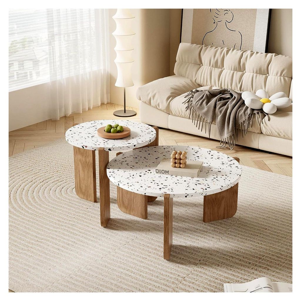 Modularer Couchtisch, Beistelltisch, Couchtisch-Set für Wohnzimmer, Sofa-Beistelltisch und Balkon, 2er-Set