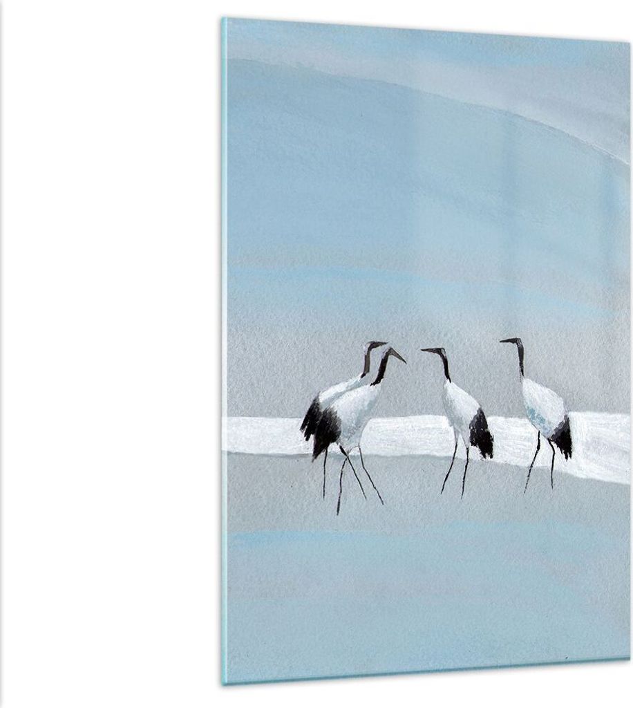 Bilder auf glas - Einteilig - Vögel Kraniche Natur - 80x120cm - Glasbilder - Wandbilder - Bilder - zum Aufhängen bereit - Wanddekoration aus Glas...