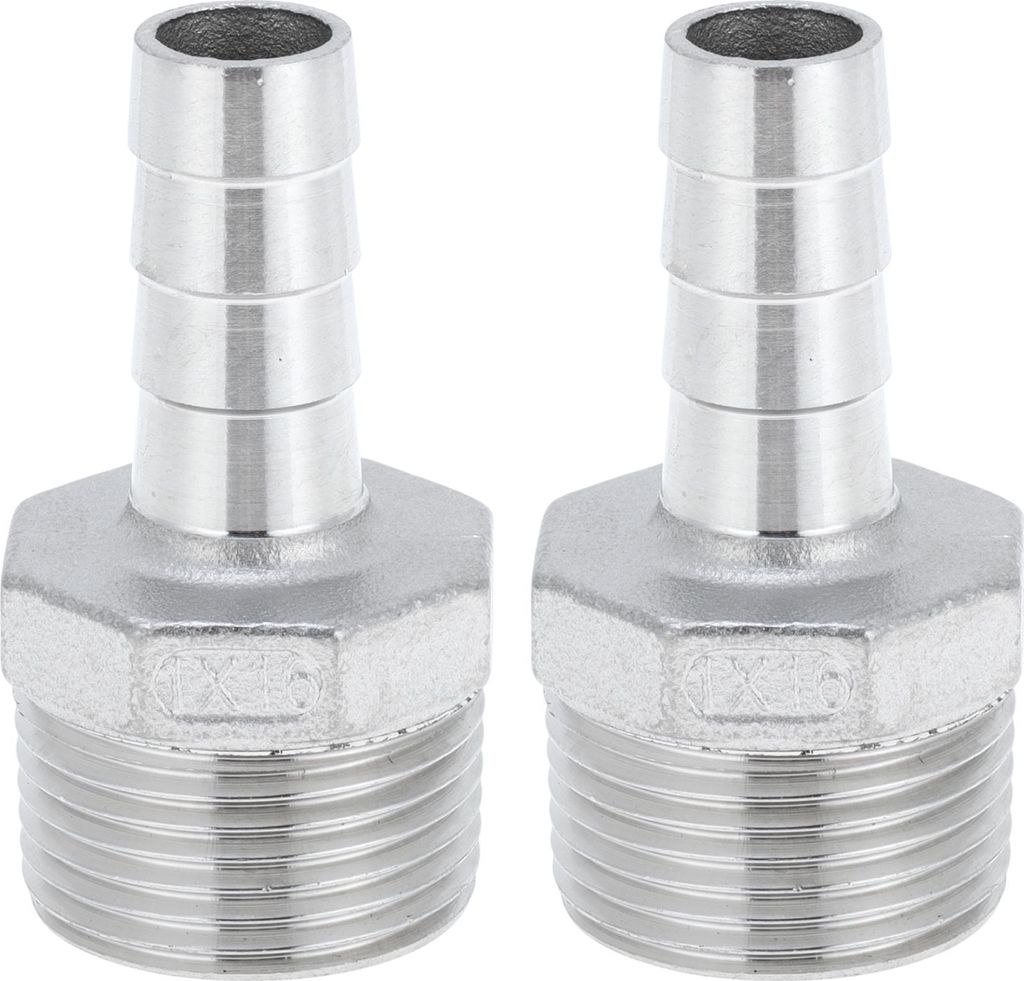Schlauchstutzen-Kupplungen Kupplungs-Luftanschluss für Luft Wasser Öl Gas Kraftstoff Edelstahl 5/8" OD 1" BSPT 2 Stück Silberton