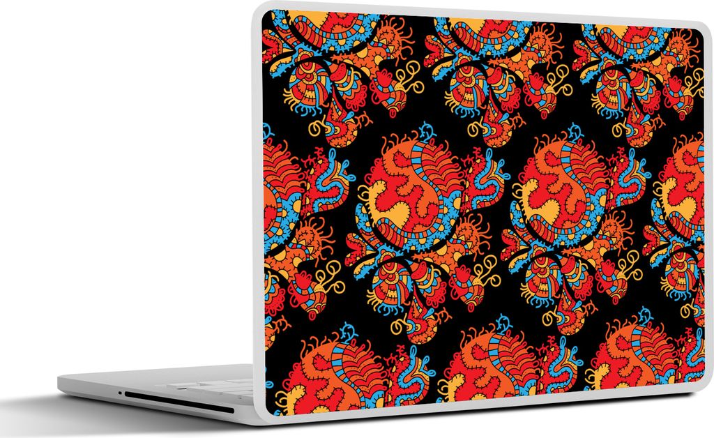 MuchoWow Laptop Aufkleber Sticker Cover Drache - Muster - alt und neu 32.5x23.5 cm - Sticker für Laptop - Selbstklebend