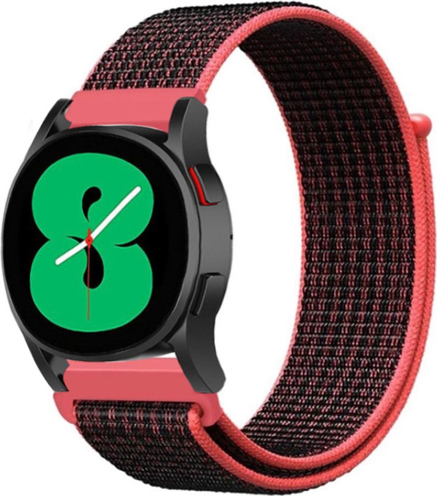 Strap-it Samsung Galaxy Watch 4 - 40mm Nylonarmband (Schwarz/Rot)