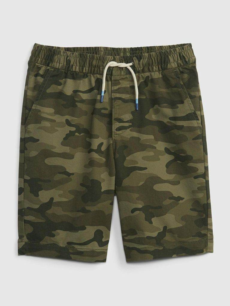 GAP Kinder Baumwoll-Shorts XL Camouflage Grün mit elastischem Bund und Kordelzug